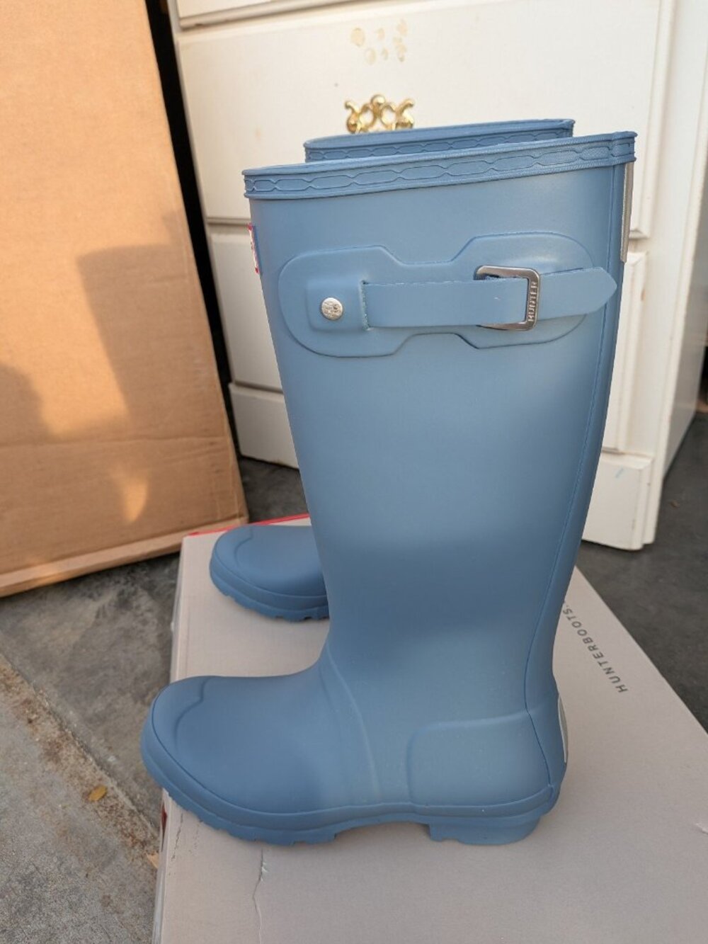 Hunter Original Boots Rain Rubber BORROWED BLUE kids size 5B 6G EU37 UK 4 - Picture 3 of 6